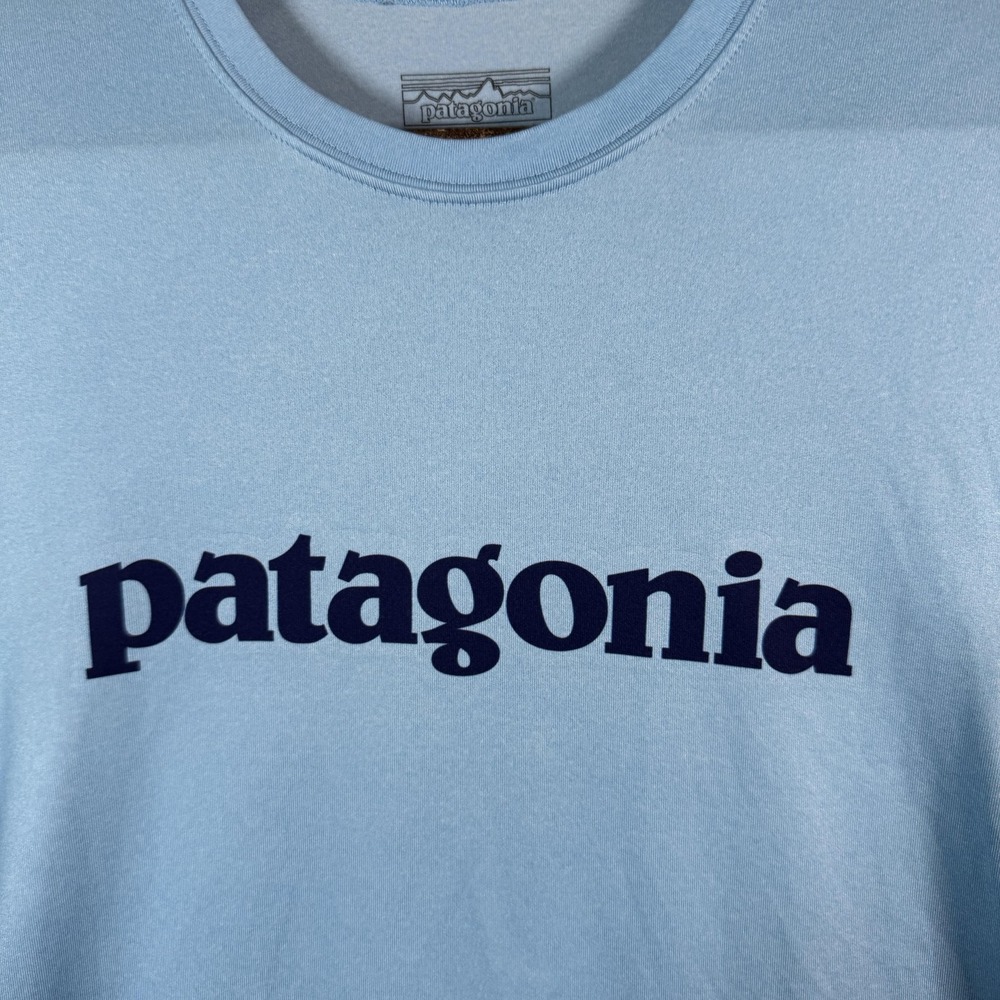 Patagonia Capilene Daily Baselayer Shirt‎ Mens Medium Blue Logo Short Sleeve - Picture 3 of 9